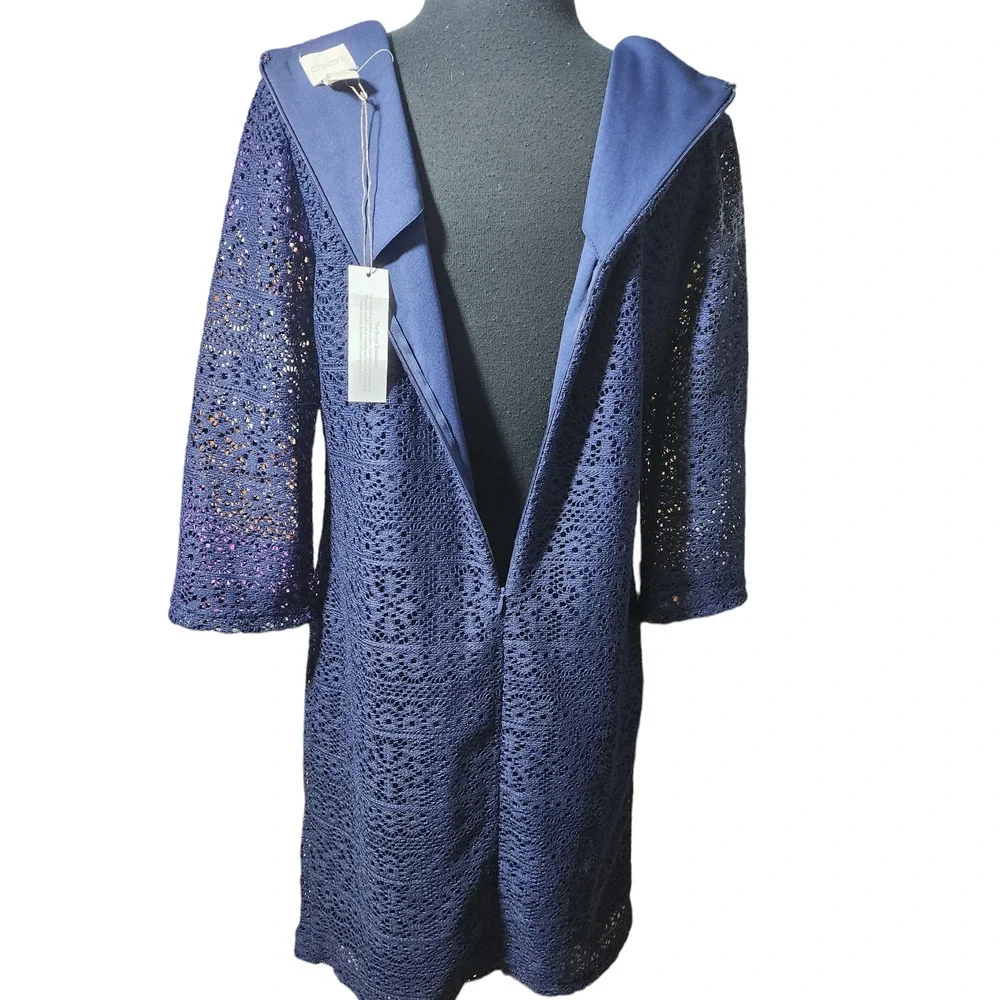 CHICO'S Short Lace Dress Midnight Navy Blue Shift sz 0 / S - Picture 3 of 10